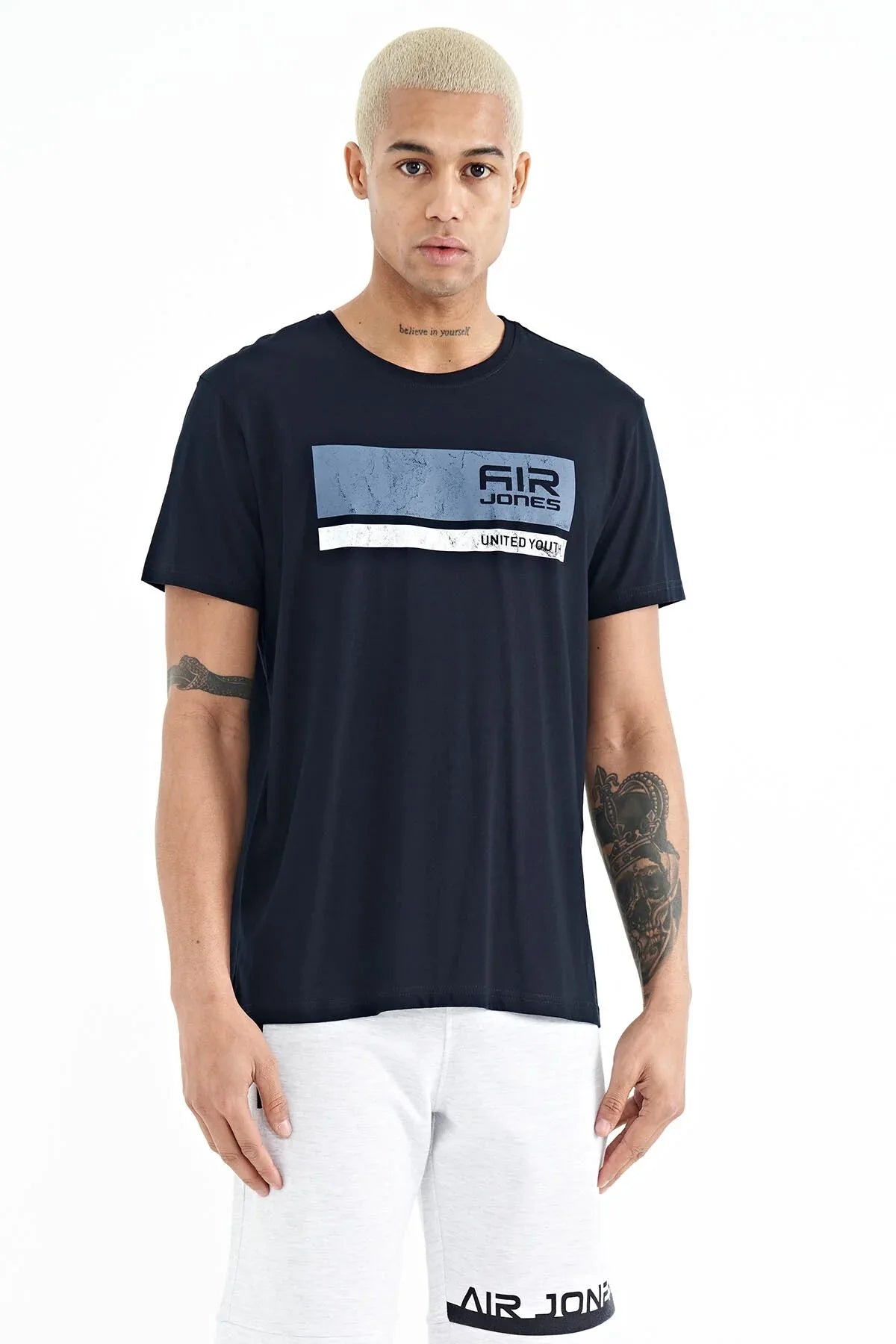 t‑shirt homme col rond casual- 88221 - Justyol