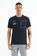 cep detayli baskili o yaka erkek t-shirt - 88184