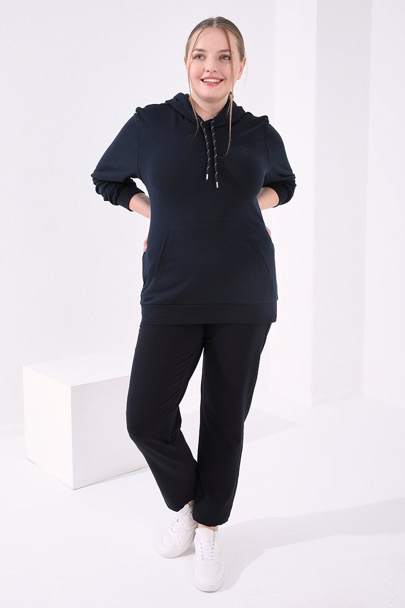 <tc>Pantalon de survêtement pour femme en mélange de gris, avec poches, à la coupe décontractée, jambes classiques et grande taille - 94017</tc>