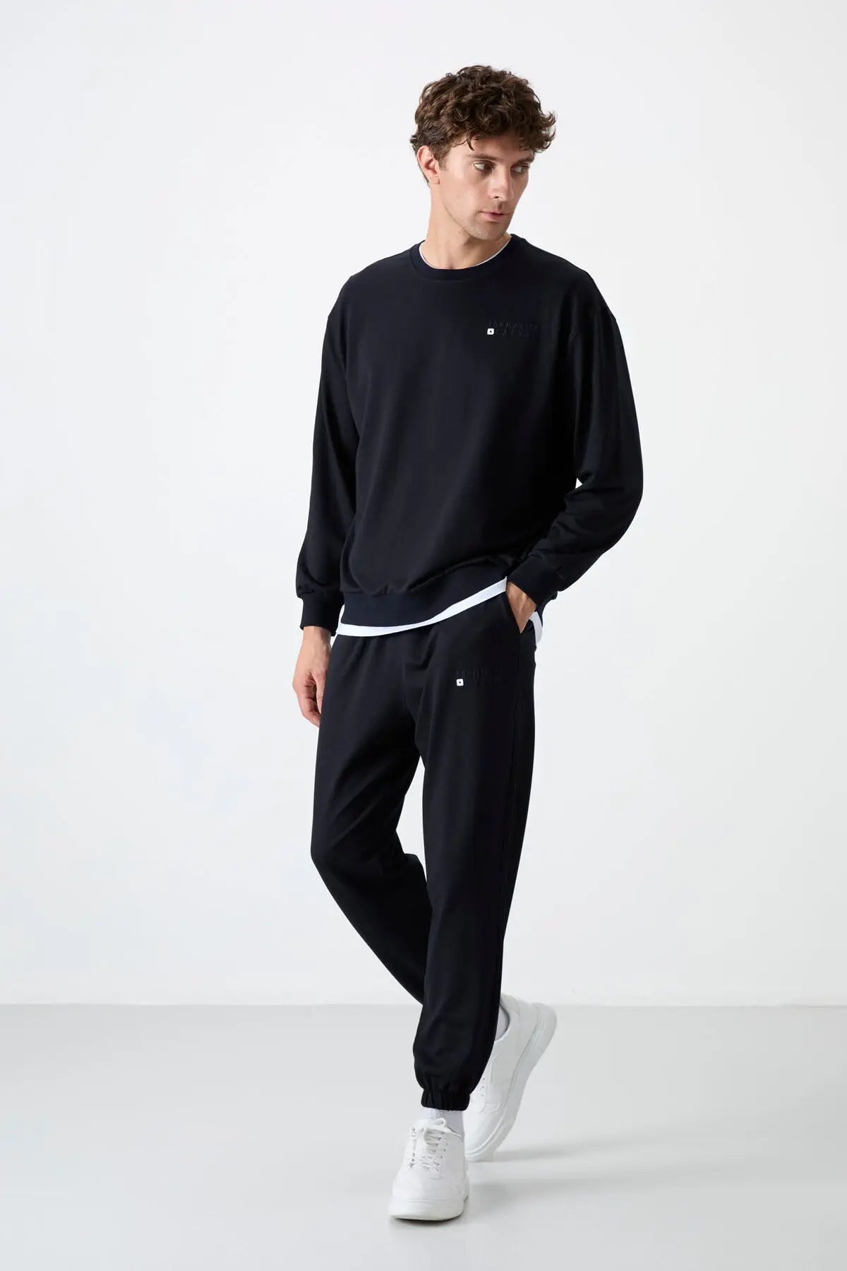 casual o yaka lastik paça erkek oversize eşofman takimi - 85120 - Justyol