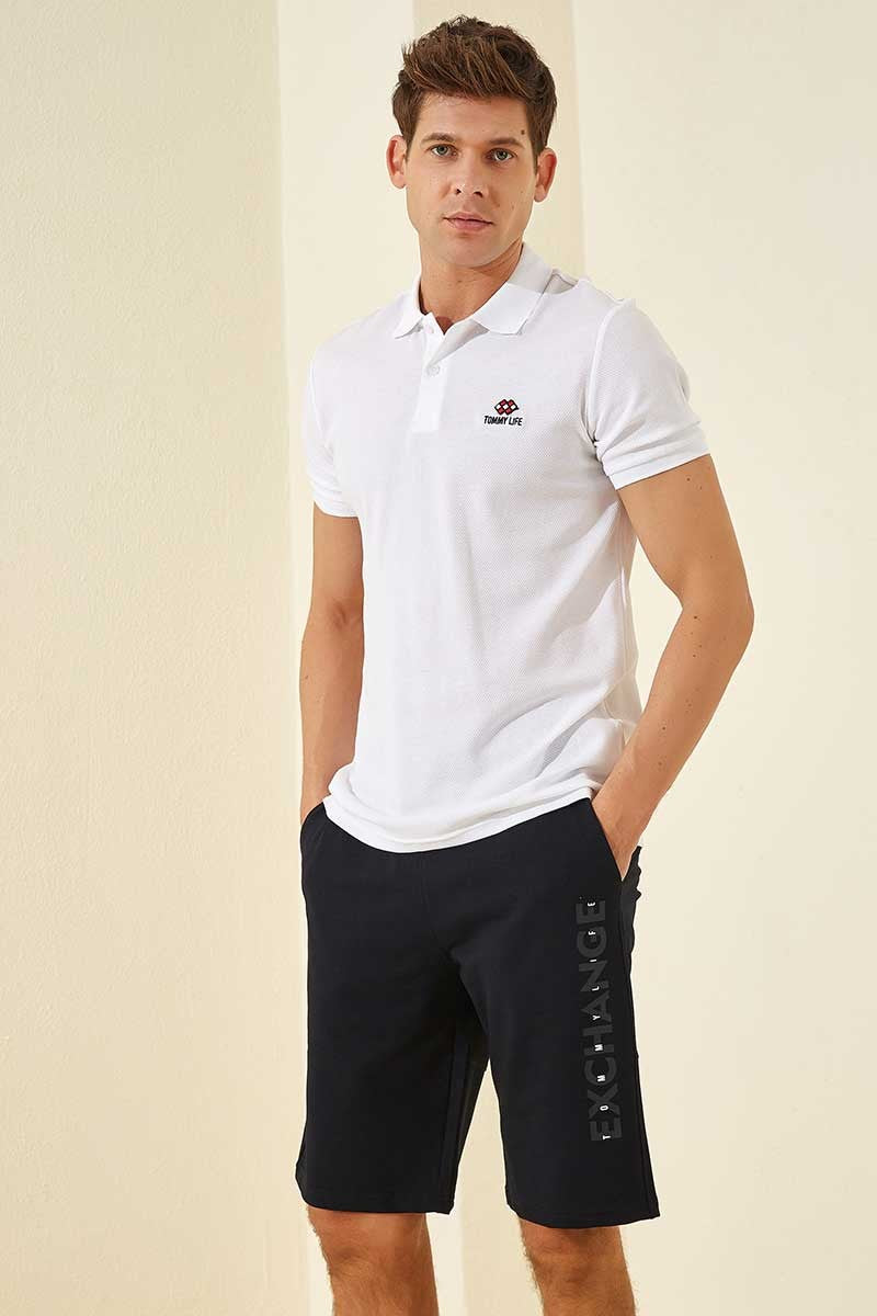 <tc>Short homme bleu marine avec imprimé, coupe standard - 81142</tc>