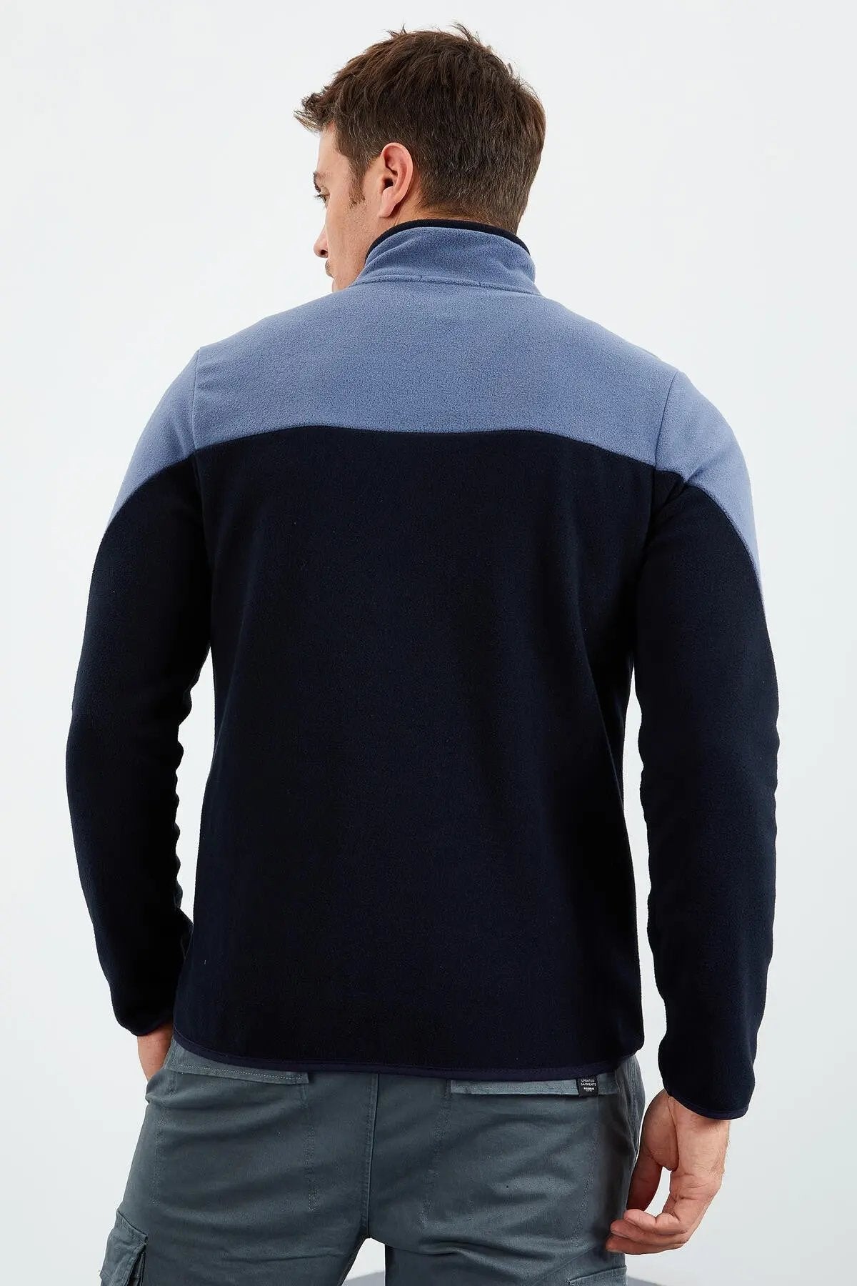 iki renkli fermuarli dik yaka standart kalip erkek sweatshirt polar - 87994 - Justyol
