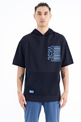 <tc>T-shirt oversize pour homme à capuche, avec impression et poche kangourou - 88196</tc>