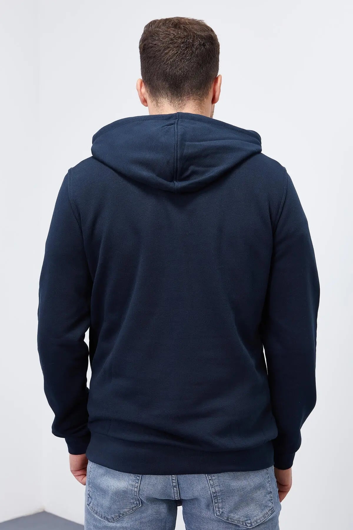 nakişli kanguru cep standart kalip kapüşonlu erkek sweatshirt - 87839 - Justyol