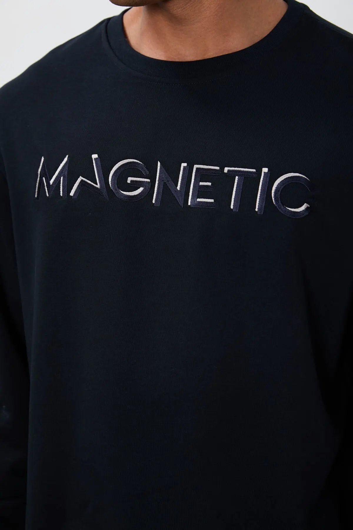 yazi nakişli o yaka rahat form erkek sweatshirt - 88020 - Justyol