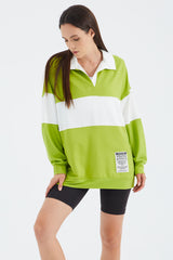 <tc>Sweatshirt femme oversize à col polo avec blocs de couleur - 02377</tc>