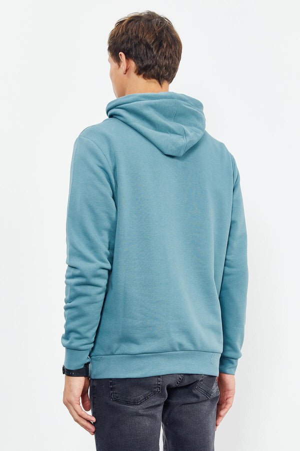 baskili kapüşonlu kanguru cep rahat form erkek sweatshirt - 88019 - Justyol