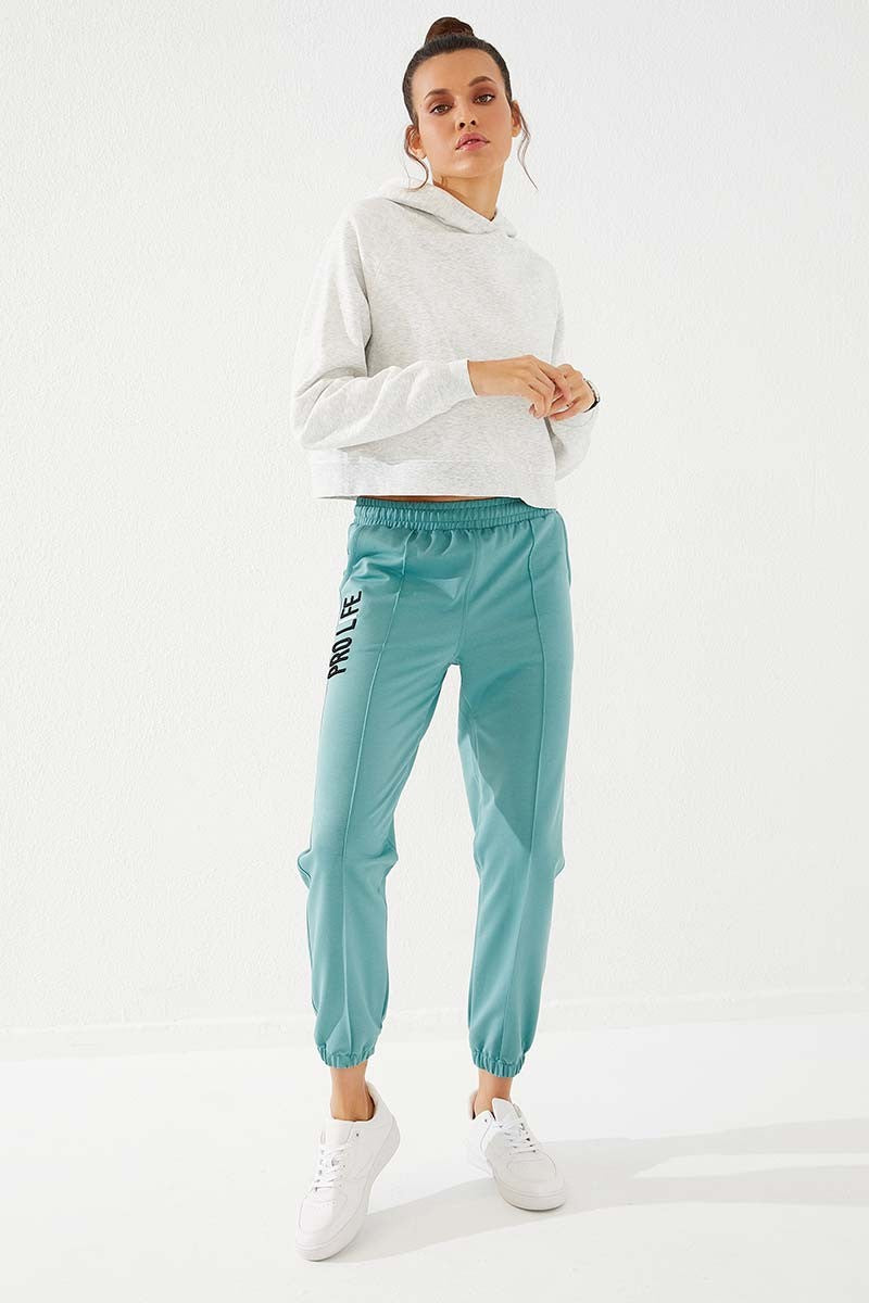 <tc>Pantalon de jogging pour femme à coupe confortable avec broderie texte et chevilles élastiques - 94571</tc>