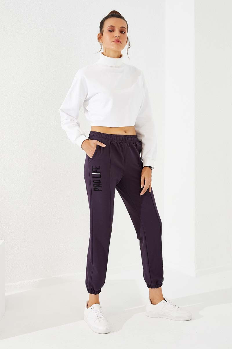 <tc>Pantalon de jogging pour femme à coupe confortable avec broderie texte et chevilles élastiques - 94571</tc>