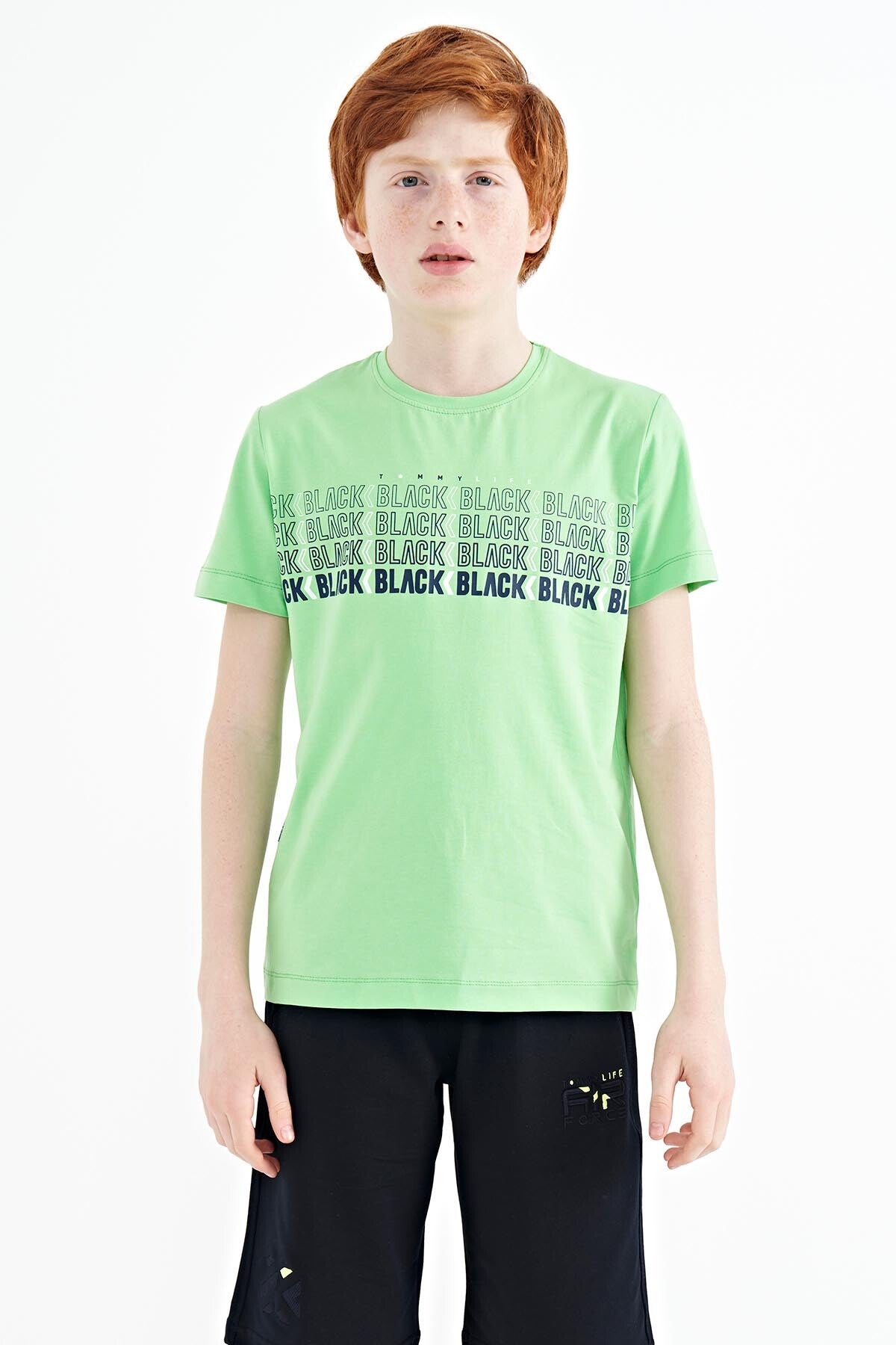 <tc>T-shirt pour garçon à col rond, coupe standard, avec imprimé de texte - 11149</tc>