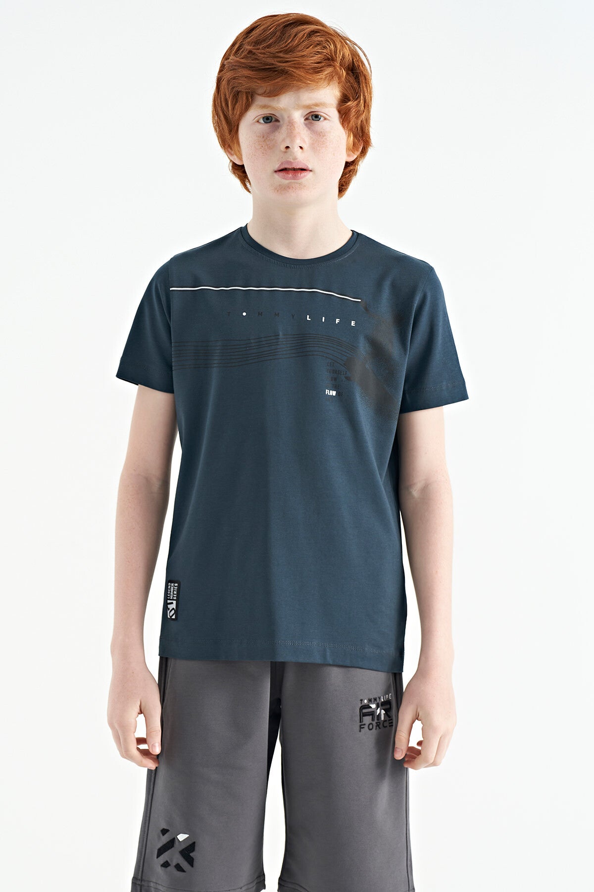 <tc>T-shirt pour garçon à col rond, coupe standard, avec détails d'imprimé - 11133</tc>