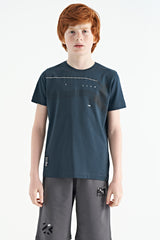 <tc>T-shirt pour garçon à col rond, coupe standard, avec détails d'imprimé - 11133</tc>