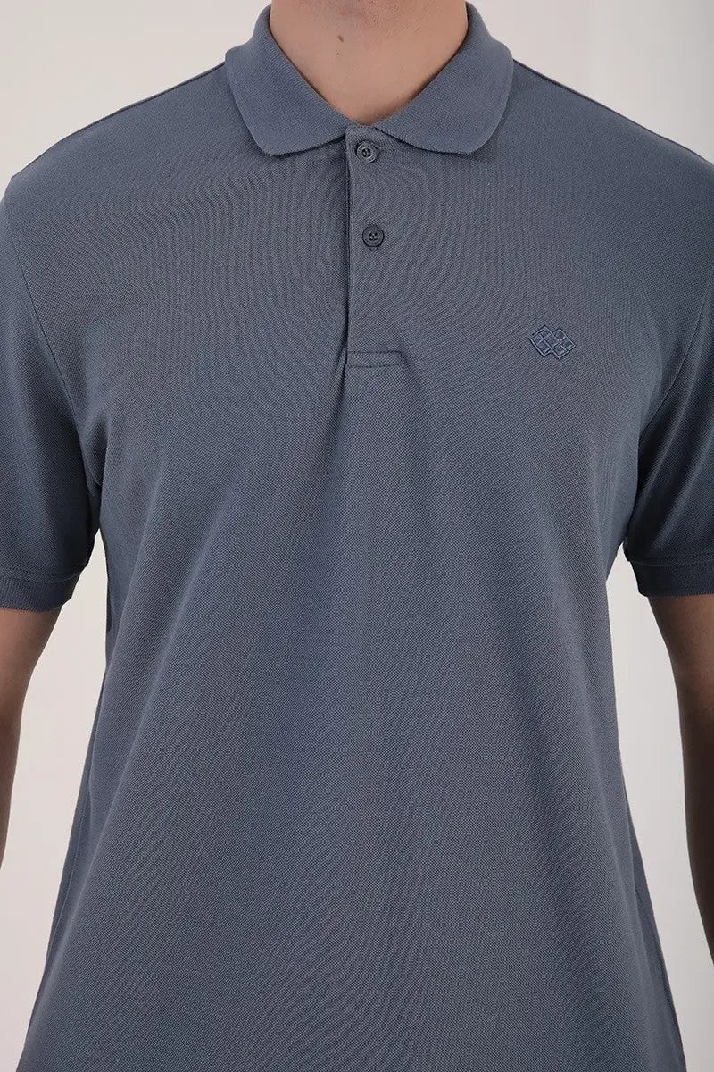 Polo homme en maille avec logo col polo coupe standard- 87748 - Justyol