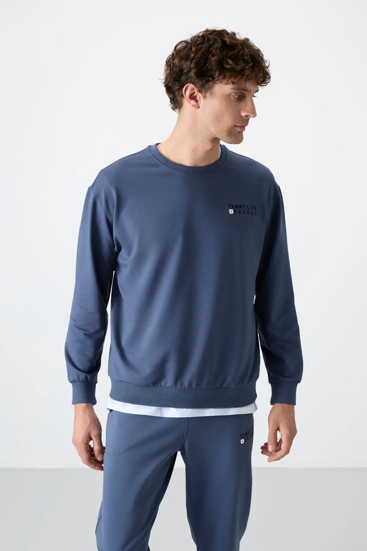 casual o yaka lastik paça erkek oversize eşofman takimi - 85120 - Justyol