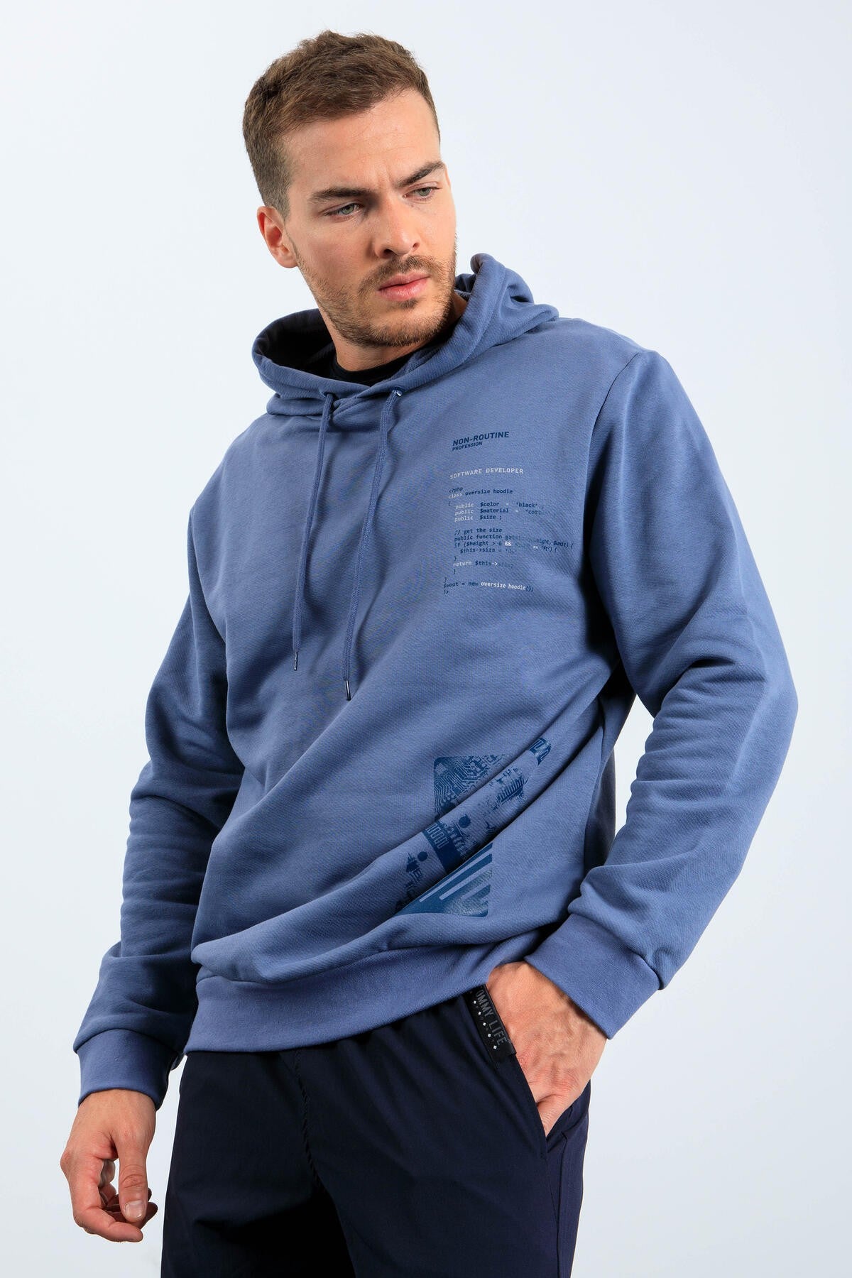 sweatshirt homme confortable à capuche avec imprimé - 88018