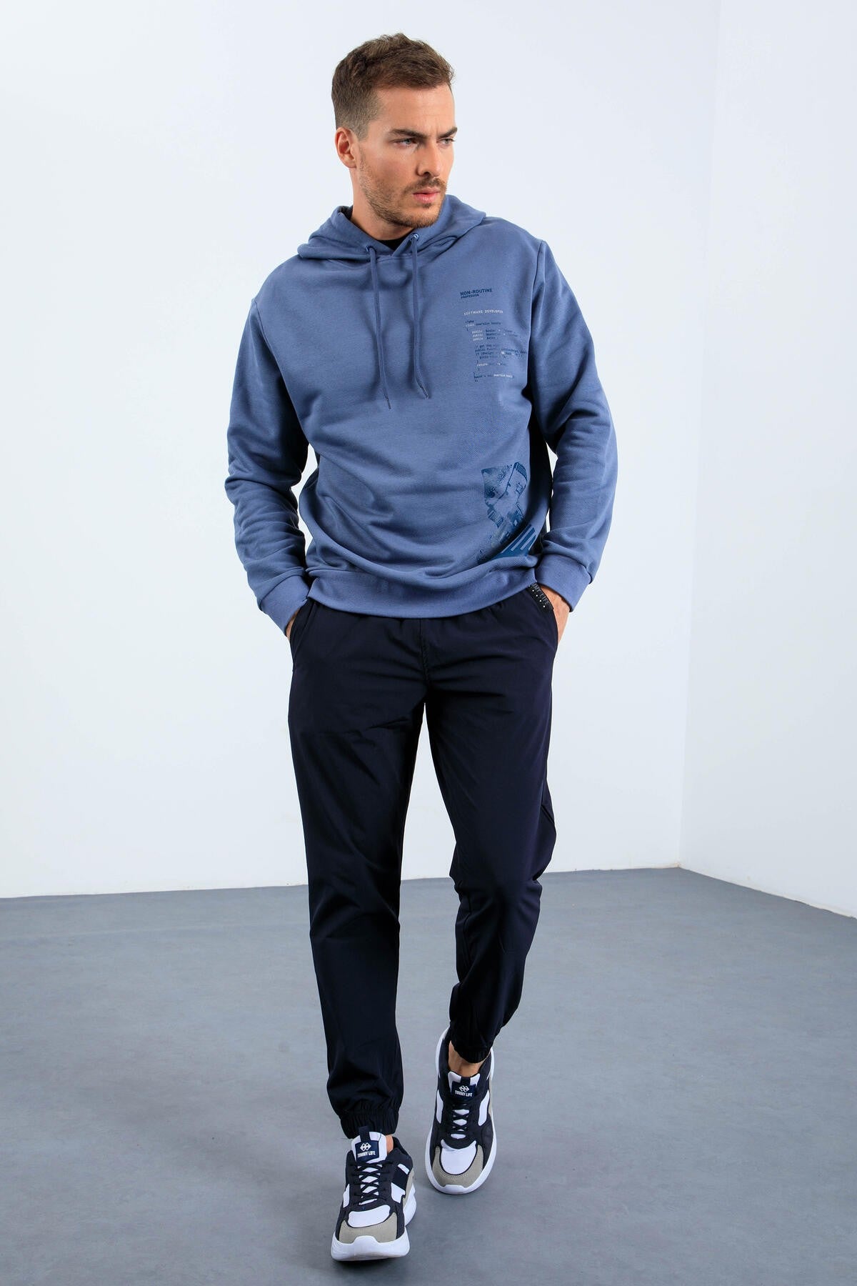 sweatshirt homme confortable à capuche avec imprimé - 88018