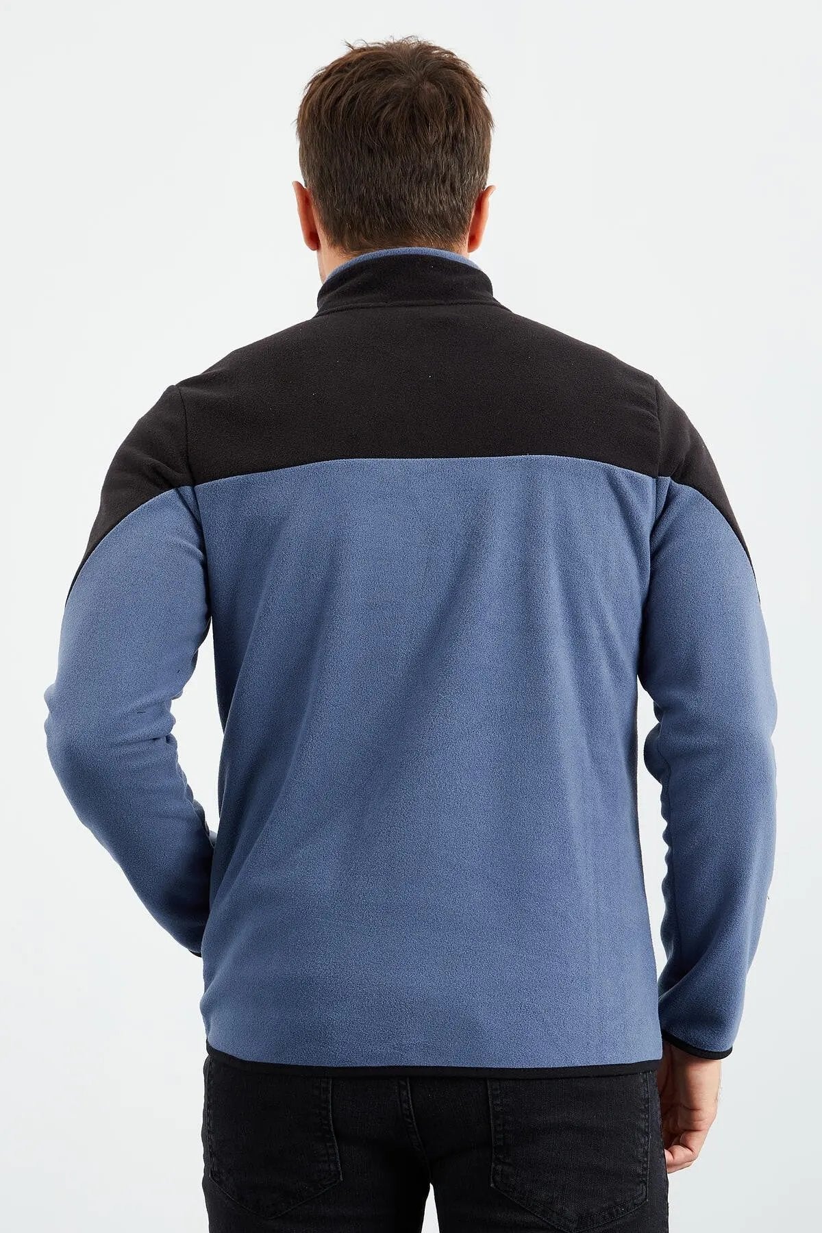 iki renkli fermuarli dik yaka standart kalip erkek sweatshirt polar - 87994 - Justyol