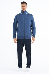 <tc>Ensemble de survêtement pour homme en bleu marine, avec détails d'imprimé, fermeture éclair et coupe confortable - 85203</tc>