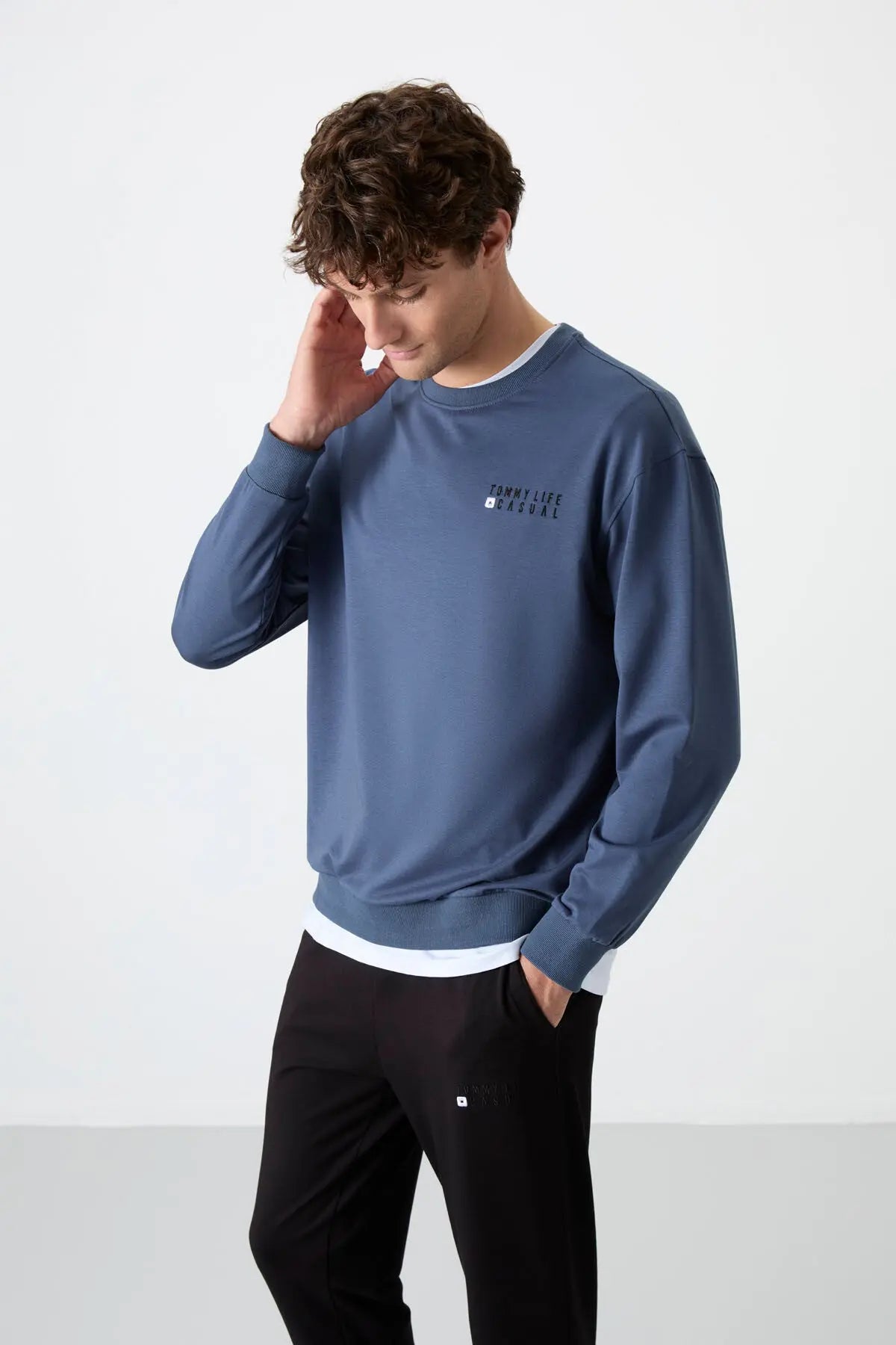 casual o yaka lastik paça erkek oversize eşofman takimi - 85120 - Justyol