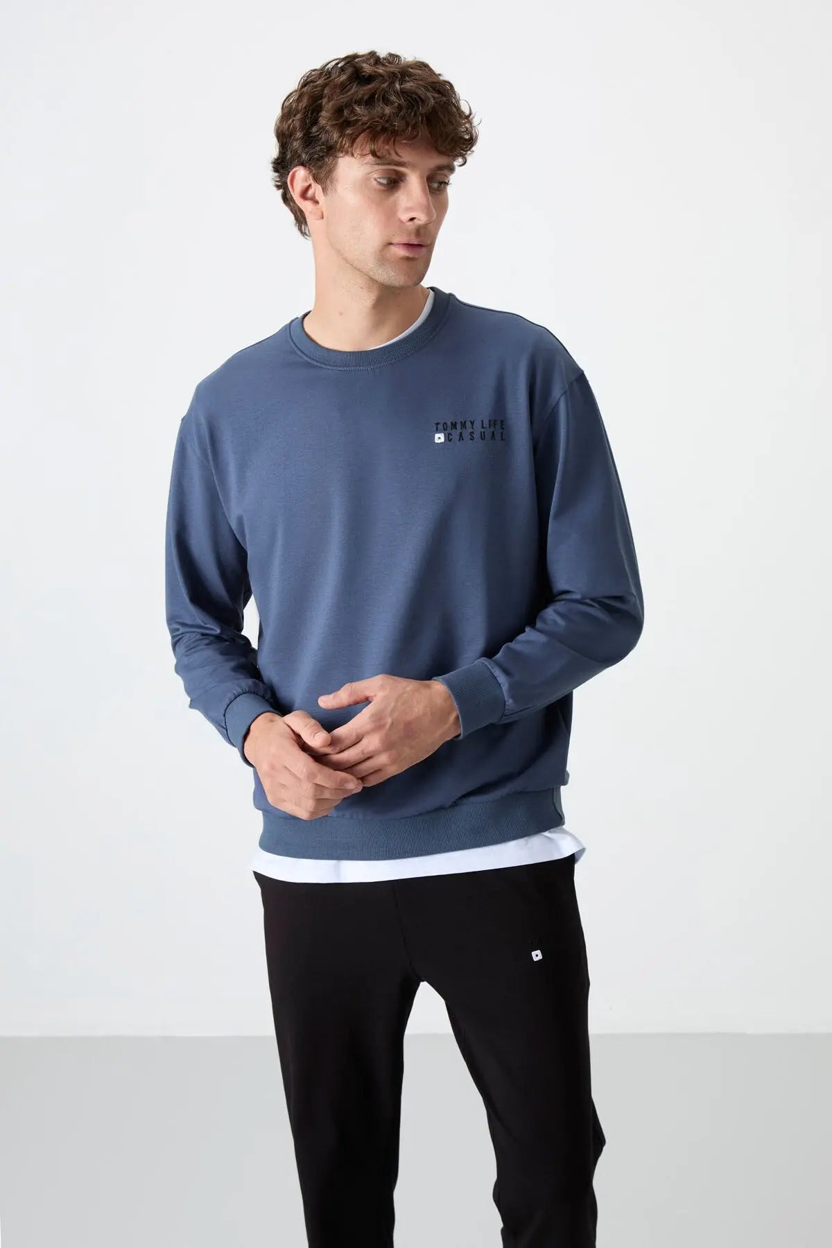 casual o yaka lastik paça erkek oversize eşofman takimi - 85120 - Justyol