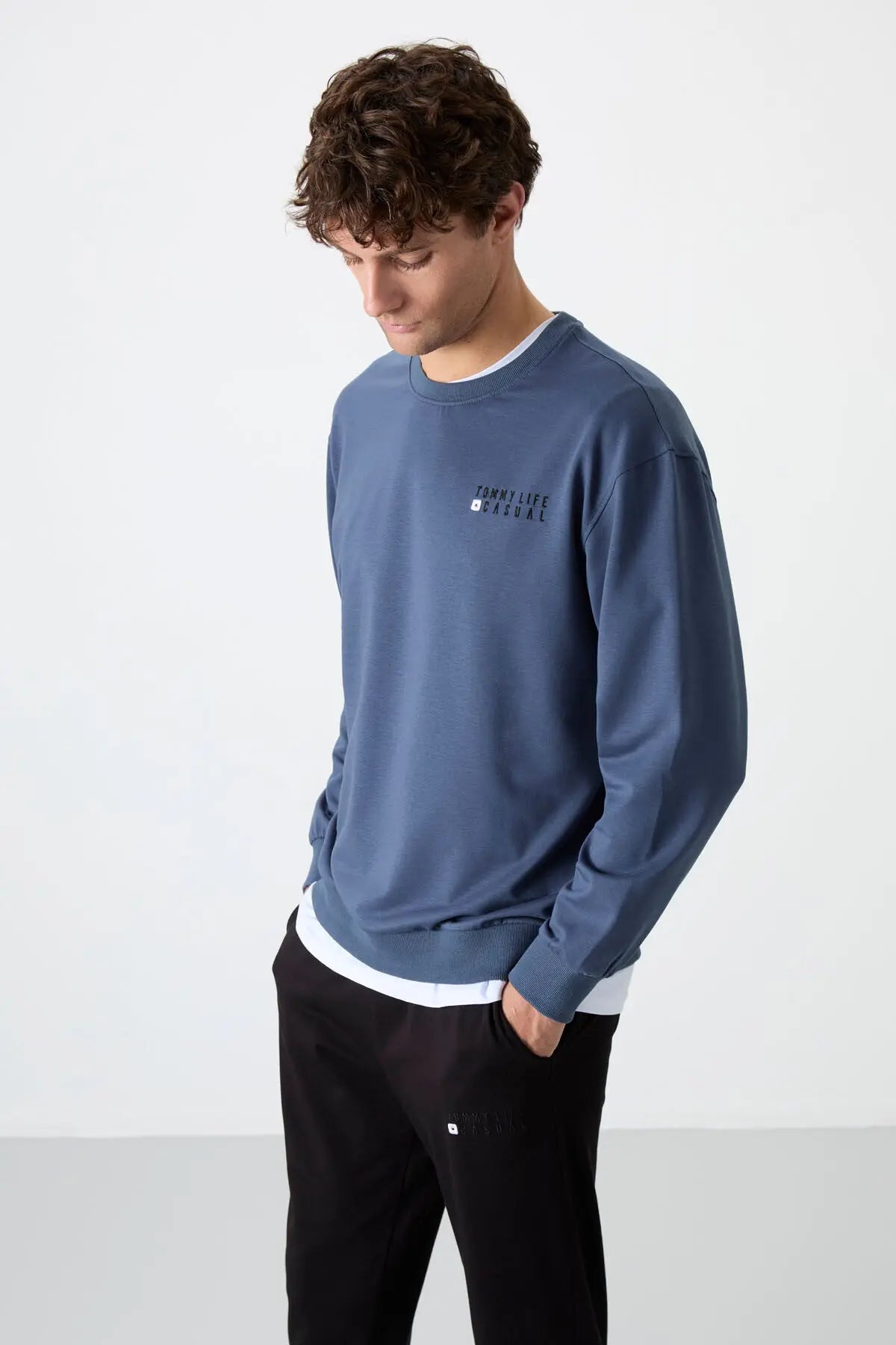 casual o yaka lastik paça erkek oversize eşofman takimi - 85120 - Justyol