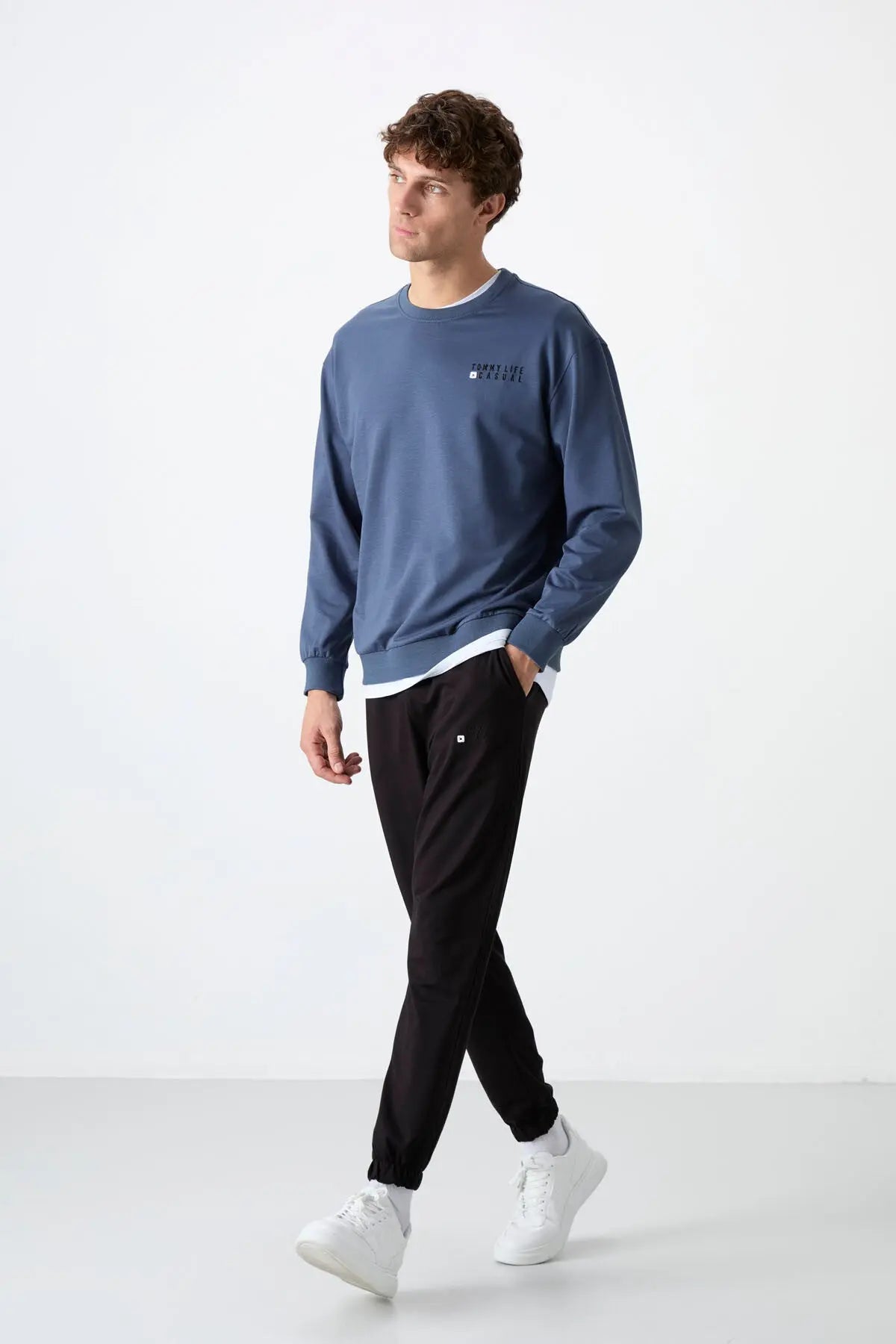 casual o yaka lastik paça erkek oversize eşofman takimi - 85120 - Justyol