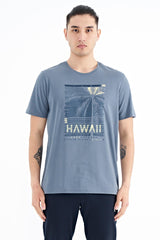 <tc>T-shirt pour homme à col rond, à coupe standard, avec impression de slogan - 88190</tc>