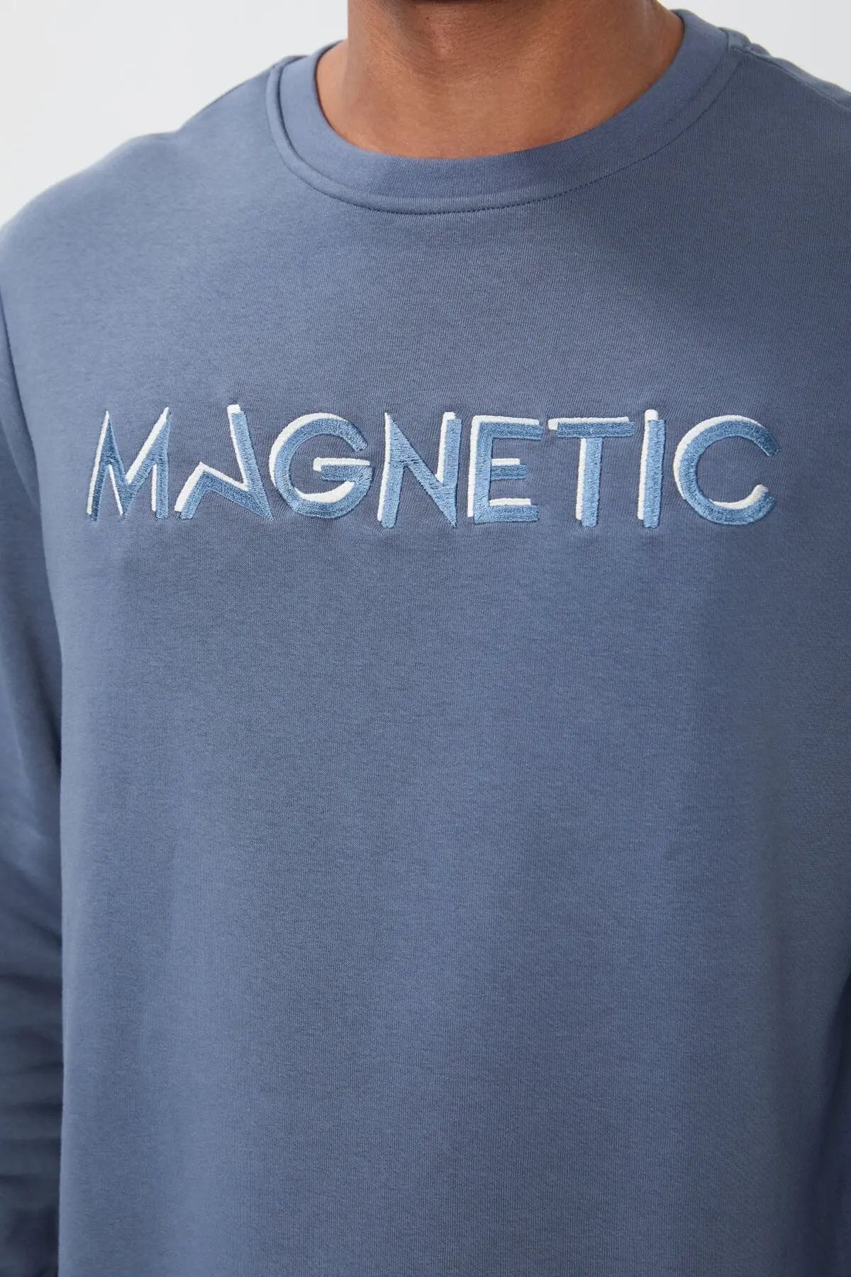 yazi nakişli o yaka rahat form erkek sweatshirt - 88020 - Justyol