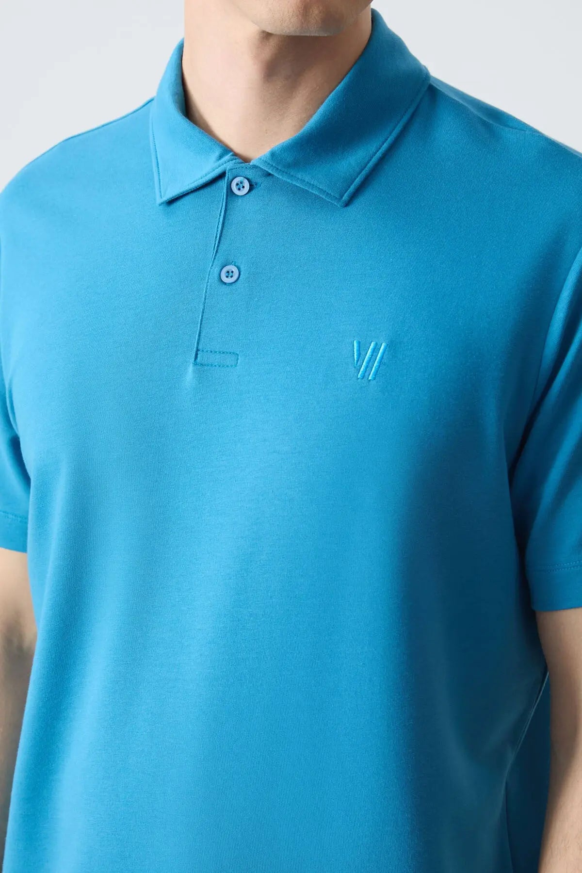 basic göğüs logolu standart kalip triko polo yaka erkek t-shirt - 87768 - Justyol