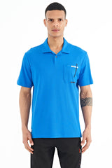 cep detayli baskili standart kalip polo yaka erkek t-shirt - 88241