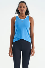 logo baskili biye şeritli standart kalip kadin spor atlet - 97255 - Justyol