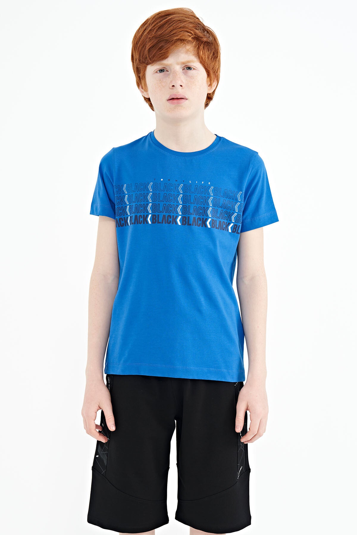 <tc>T-shirt pour garçon à col rond, coupe standard, avec imprimé de texte - 11149</tc>