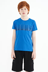 <tc>T-shirt pour garçon à col rond, coupe standard, avec imprimé de texte - 11149</tc>