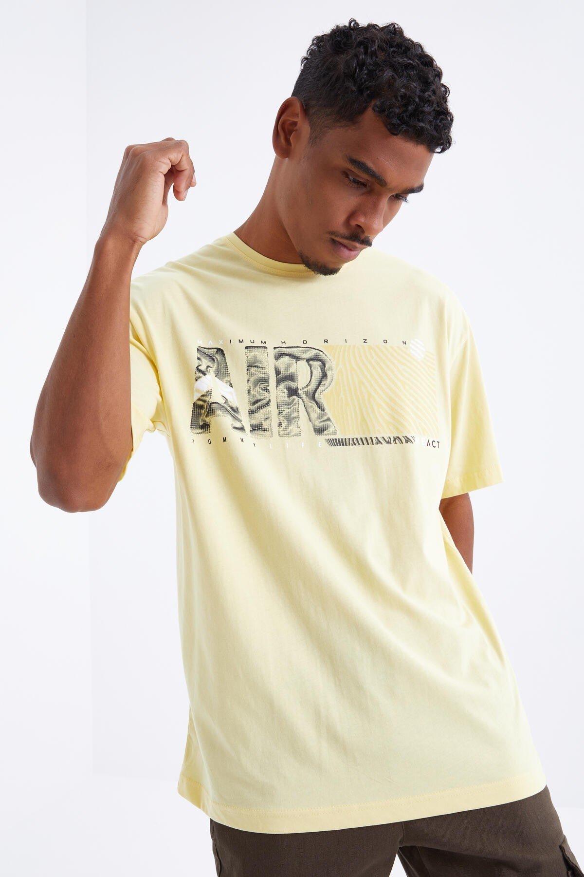 air baskili o yaka erkek oversize t-shirt - 88097