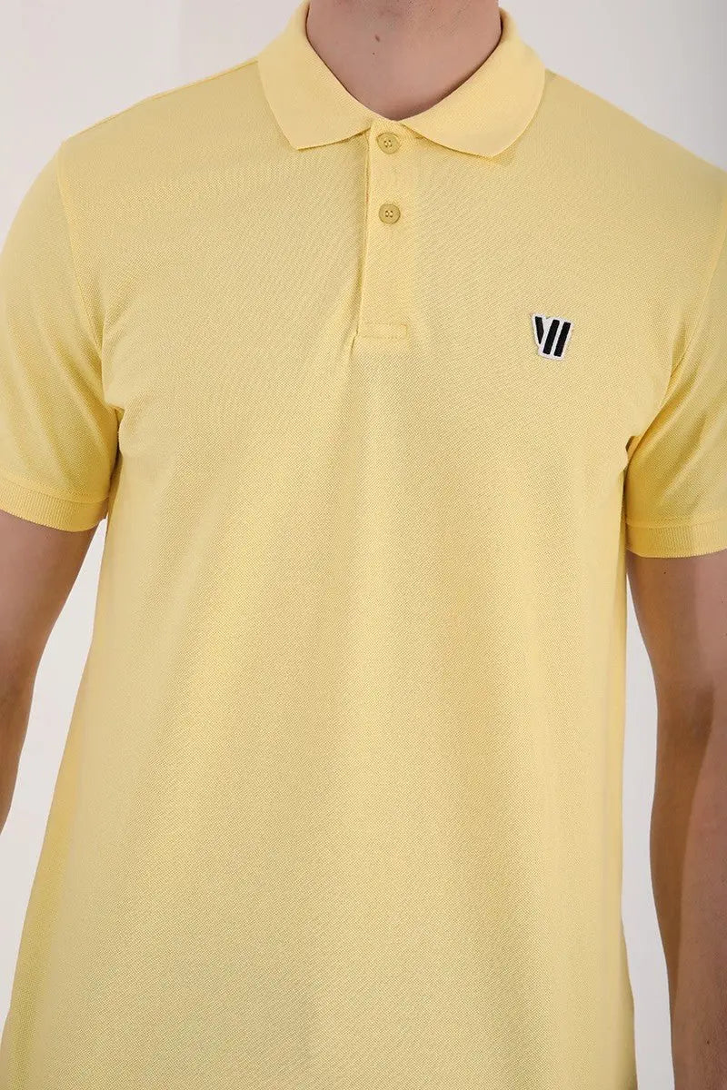 basic göğüs logolu standart kalip triko polo yaka erkek t-shirt - 87768 - Justyol