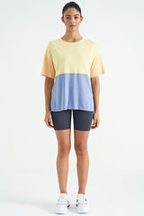 çok renkli o yaka oversize kadin basic t-shirt - 02309