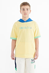 <tc>T-shirt garçon oversize à capuche avec poche kangourou et blocs de couleurs - 11148</tc>