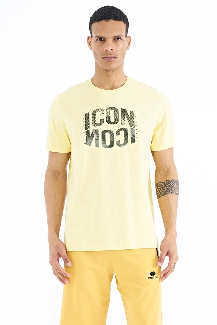 t‑shirt homme col en V imprimé casual- 88174