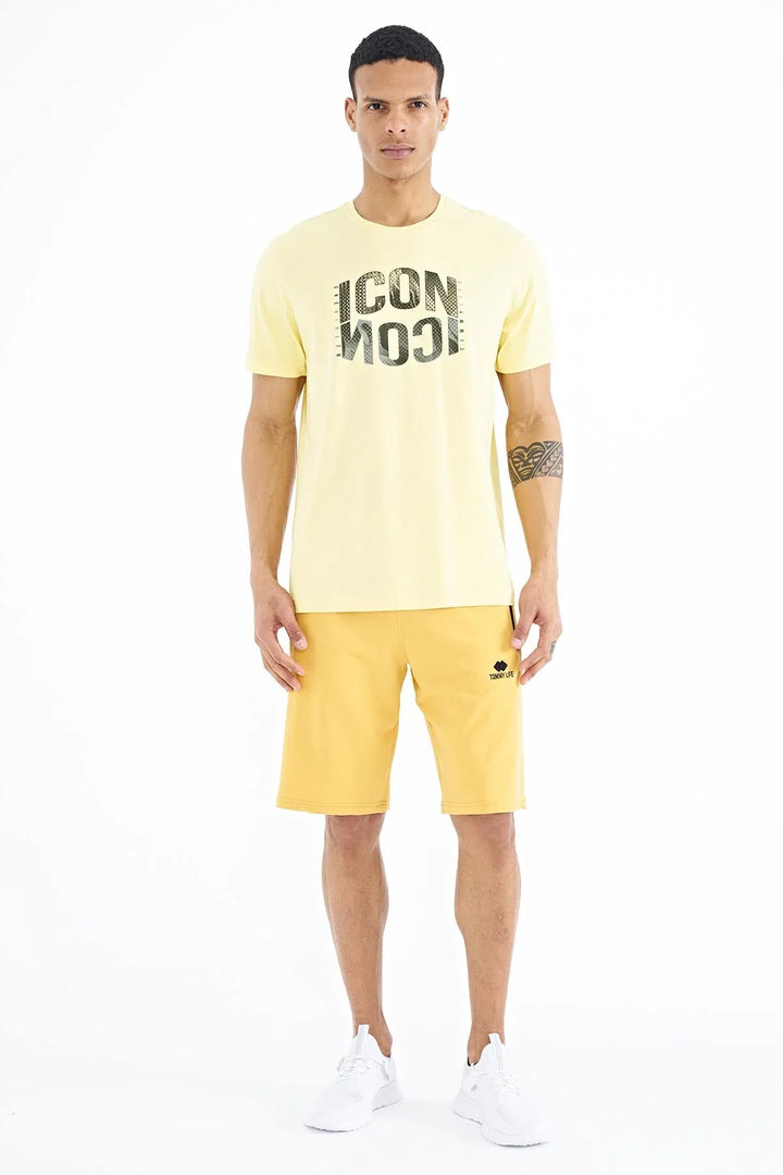t‑shirt homme col en V imprimé casual- 88174