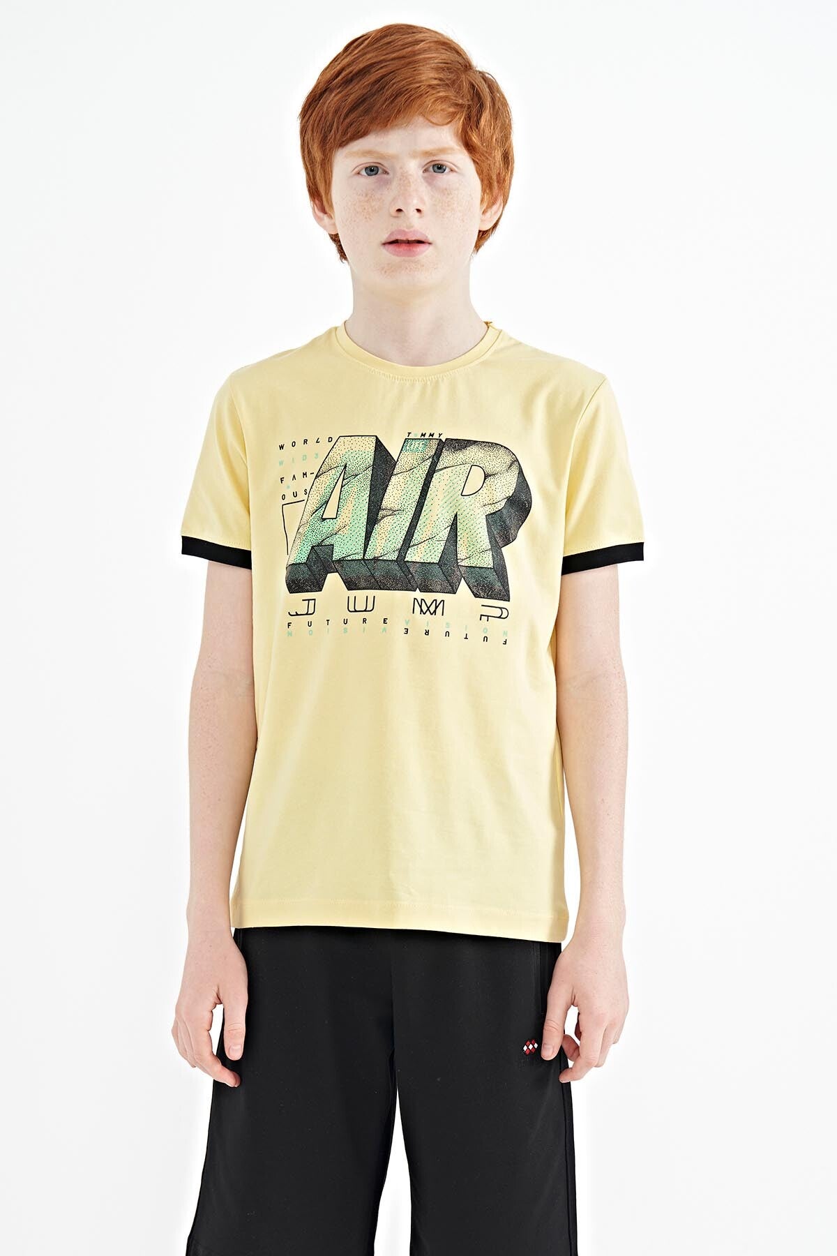 <tc>T-shirt pour garçon à col rond, coupe standard, avec imprimé de texte - 11098</tc>