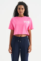 baskili düşük kol detayli oversize kadin crop t-shirt - 02179