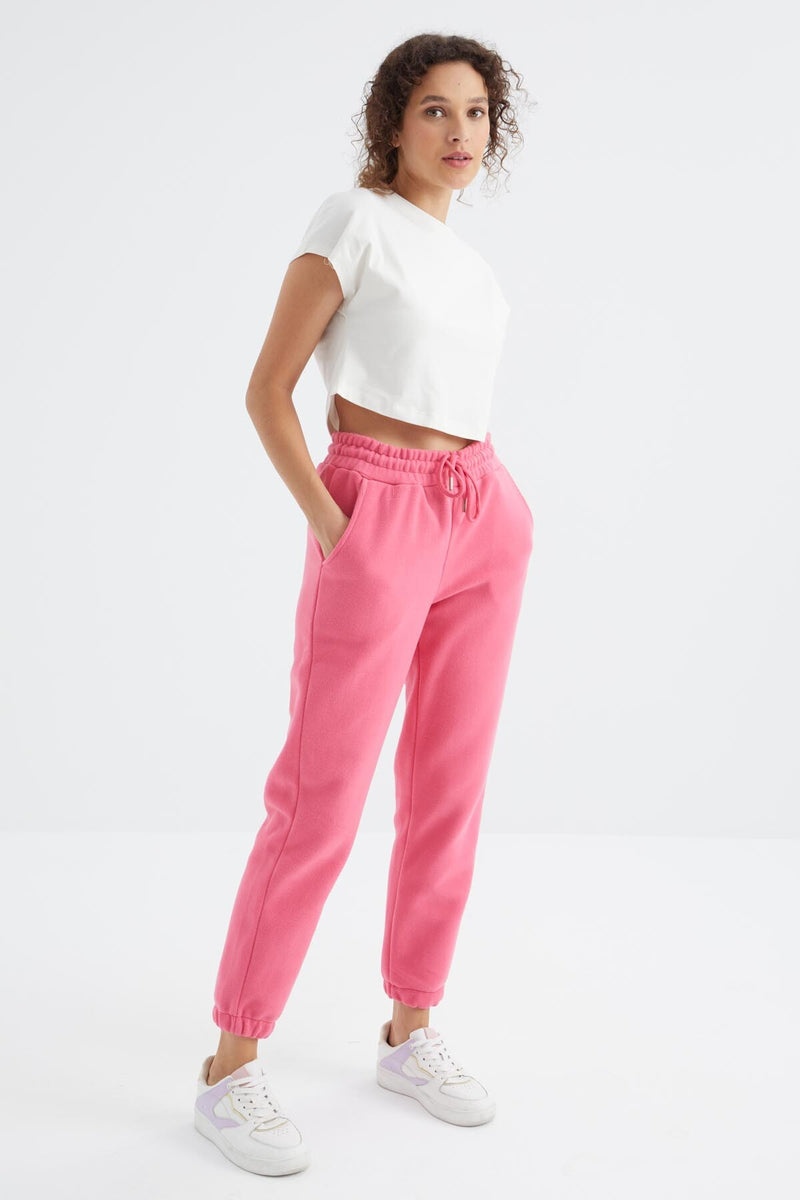 Pantalon Jogger Femme Taille Haute Basic en Polaire.