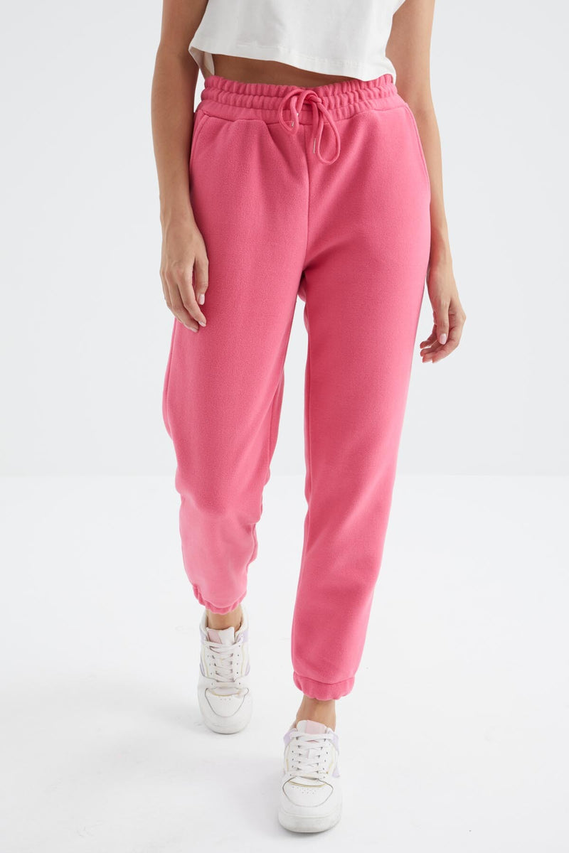Pantalon Jogger Femme Taille Haute Basic en Polaire.