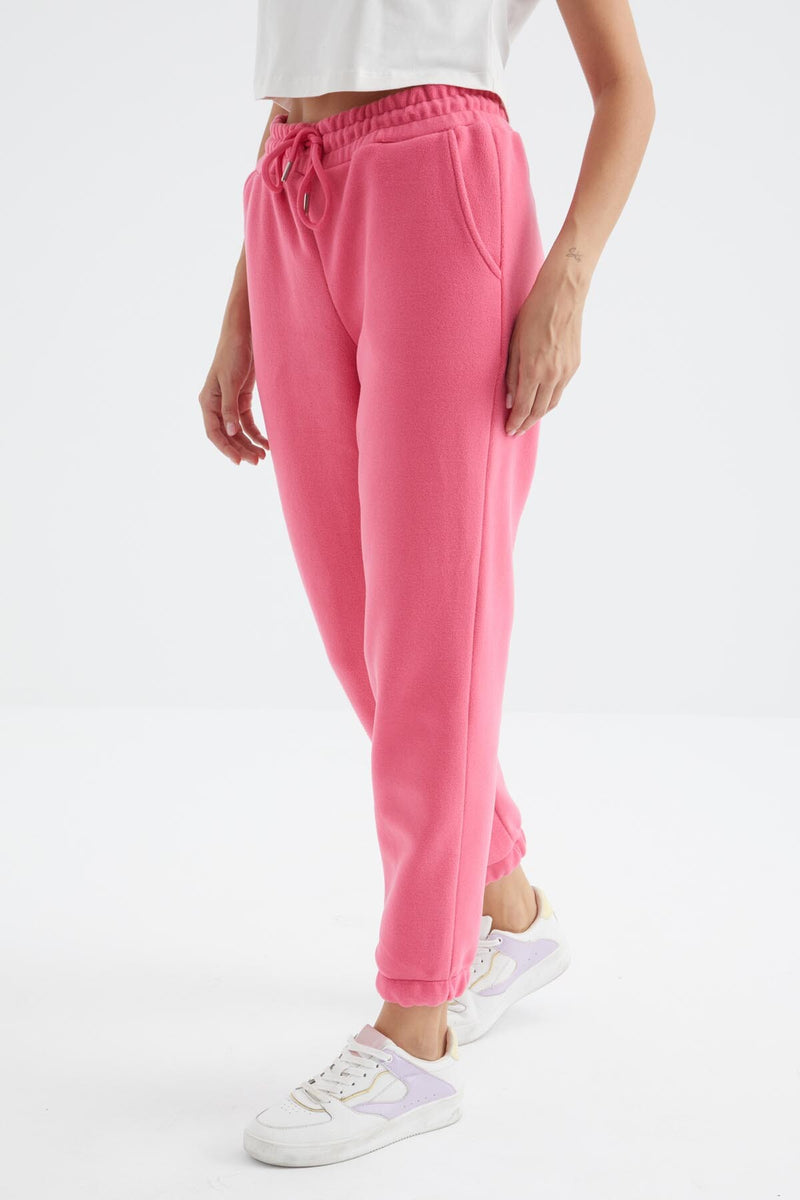 Pantalon Jogger Femme Taille Haute Basic en Polaire.