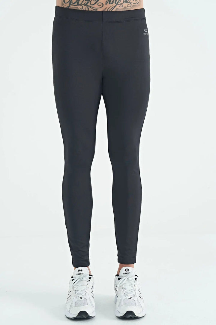 Tayt pour homme à taille haute, slim fit, avec imprimé au niveau des chevilles, pour activité sportive - 84988