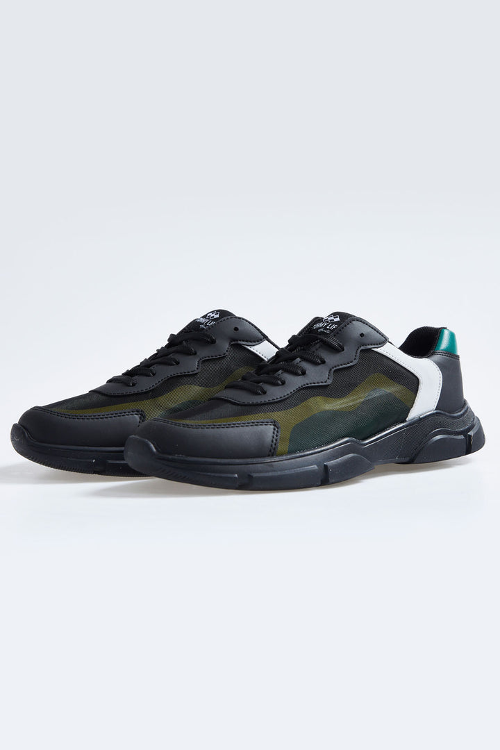 Baskets Sportives à Lacets pour Homme - Détails en Cuir Synthétique, Semelle Épaisse, Modèle Multicolore