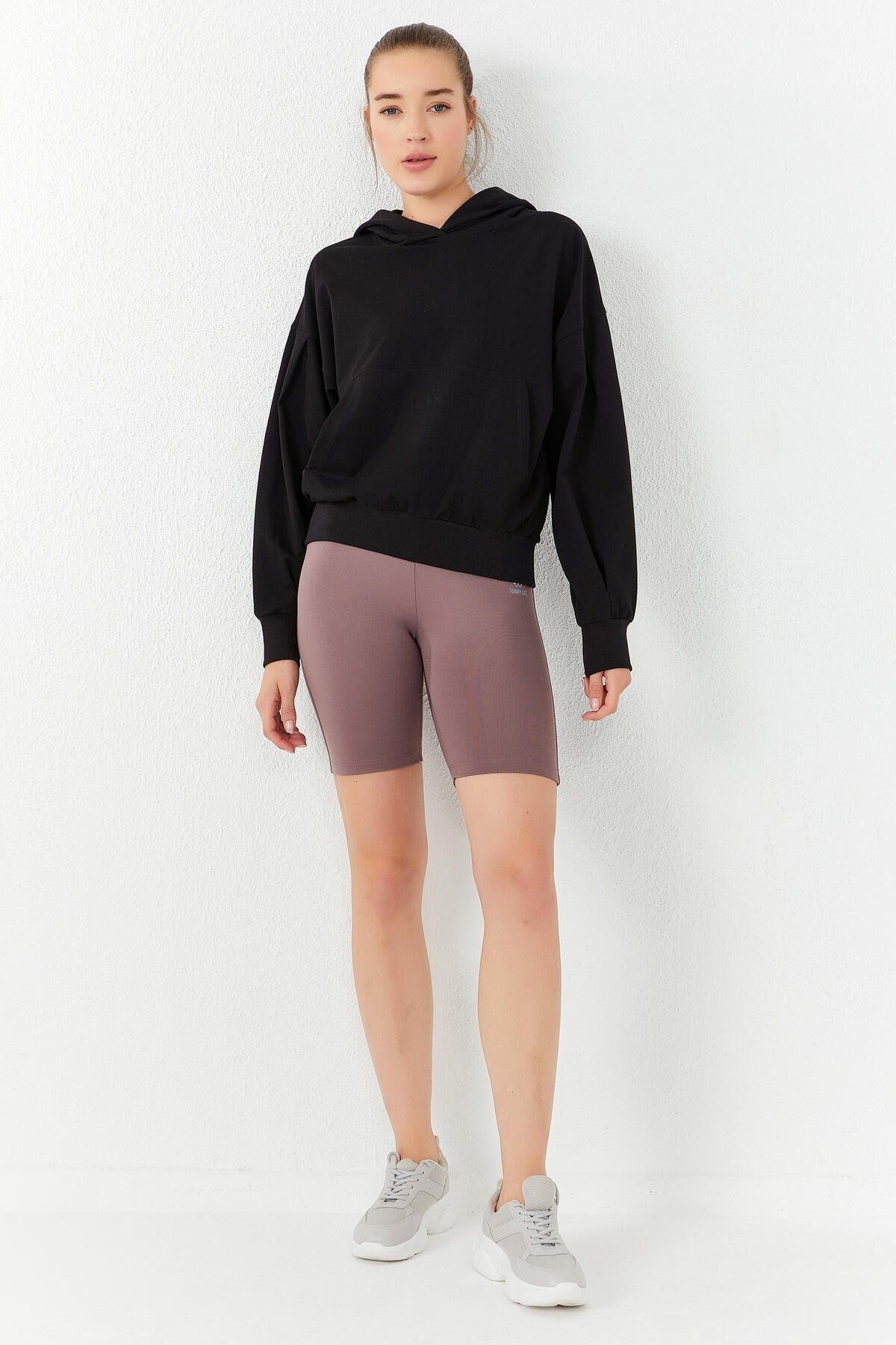 balon kol kapüşonlu kadin oversize sweatshirt - 97156