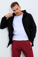 <tc>Sweatshirt homme à capuche, coupe décontractée avec fermeture éclair et détails brodés - 88035</tc>