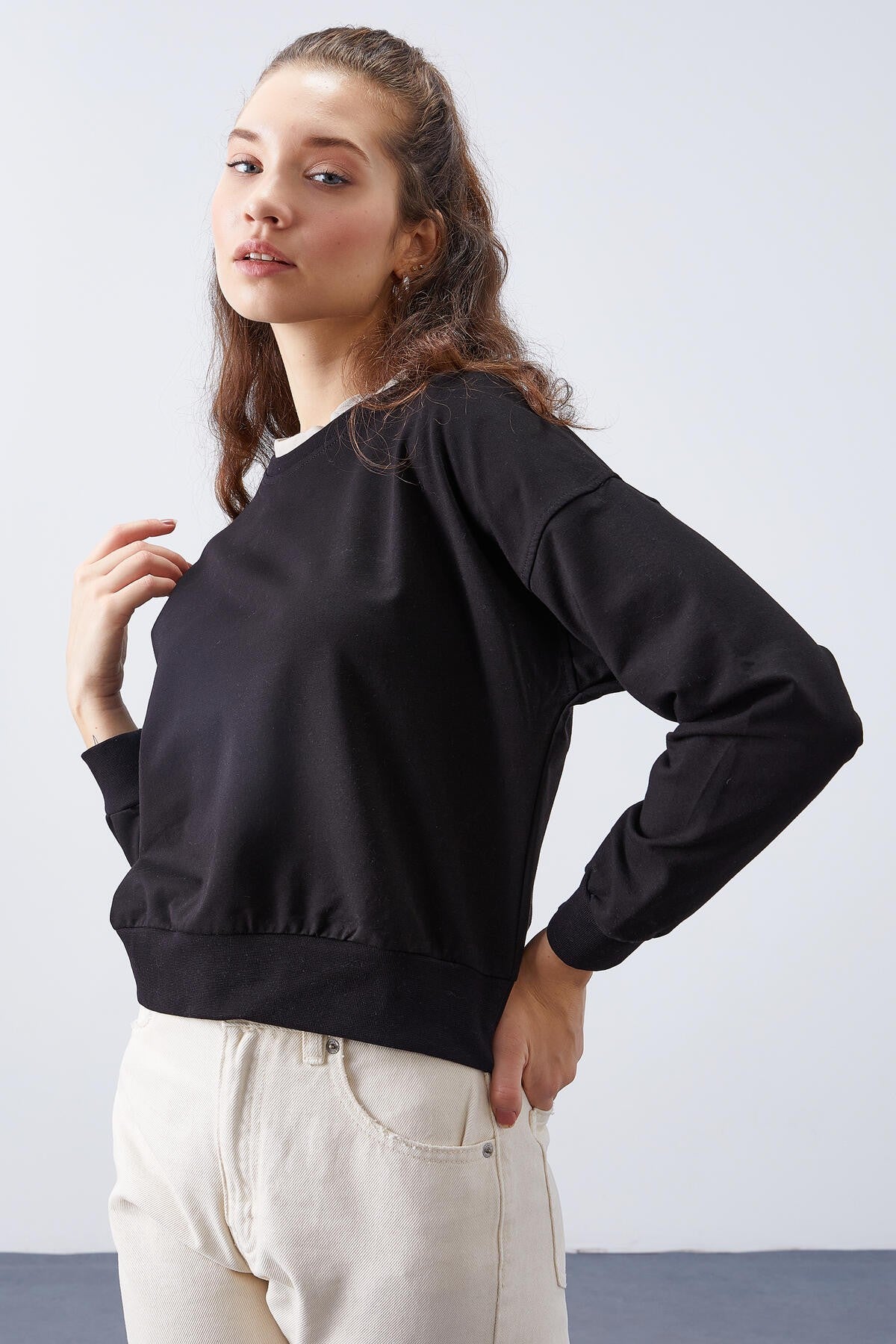 sweat-shirt basique rahat à col rond pour femme - 97114