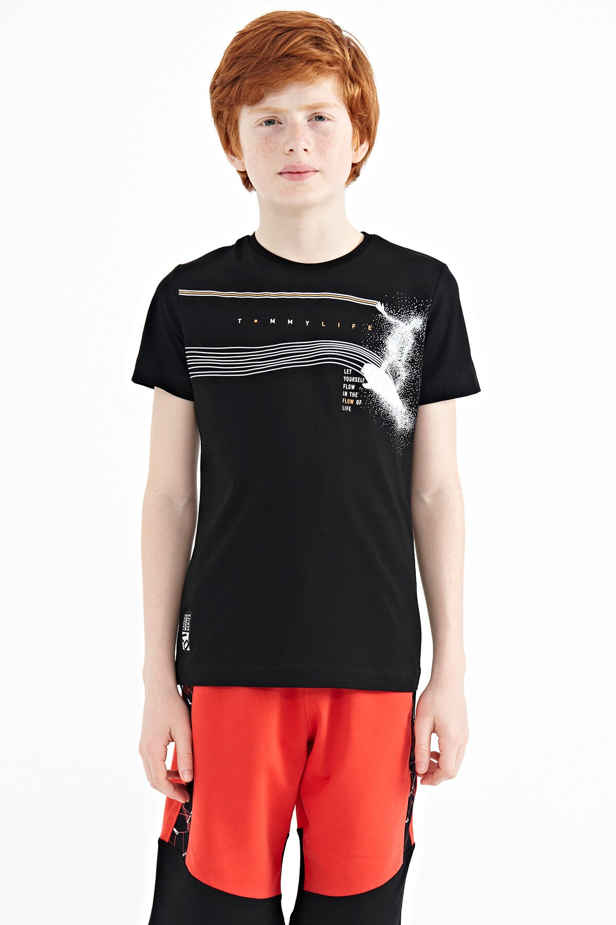 <tc>T-shirt pour garçon à col rond, coupe standard, avec détails d'imprimé - 11133</tc>